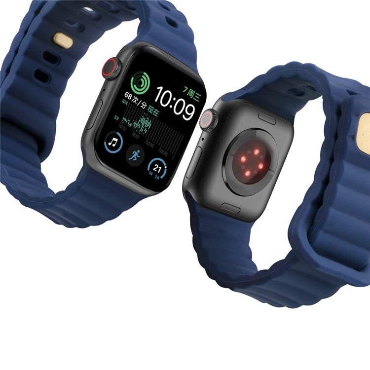 For Apple Watch Series 10 42mm / 9 8 7 41mm / 6 5 4 SE SE (2022) SE (2023) 40mm / 3 2 1 38mm Silicone Watch Band Quick Release Watch Strap Replacement Watchband with Button - Dark Blue