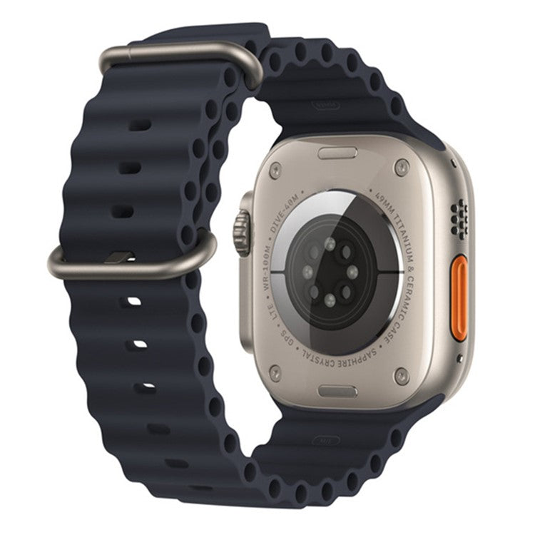 For Apple Watch Series 10 42mm / 9 8 7 41mm / 6 5 4 SE SE (2022) SE (2023) 40mm / 3 2 1 38mm Ocean Band Adjustable Silicone Sport Loop Strap - Midnight Black