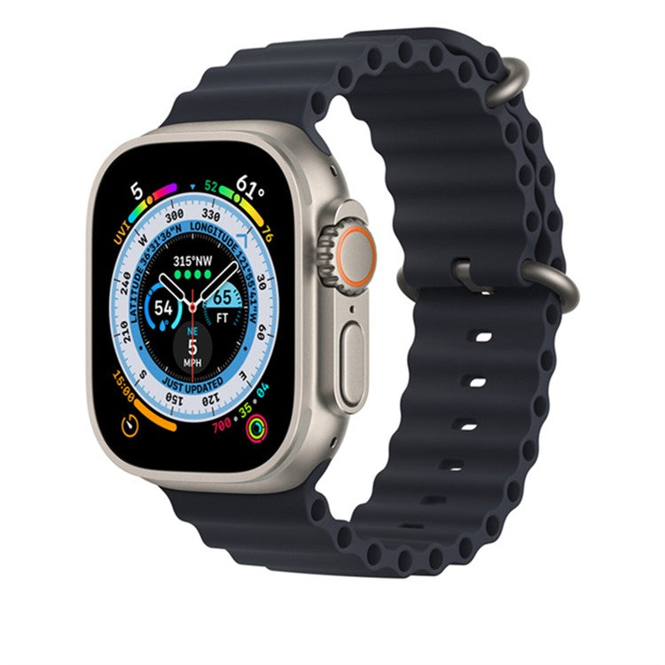 For Apple Watch Series 10 42mm / 9 8 7 41mm / 6 5 4 SE SE (2022) SE (2023) 40mm / 3 2 1 38mm Ocean Band Adjustable Silicone Sport Loop Strap - Midnight Black