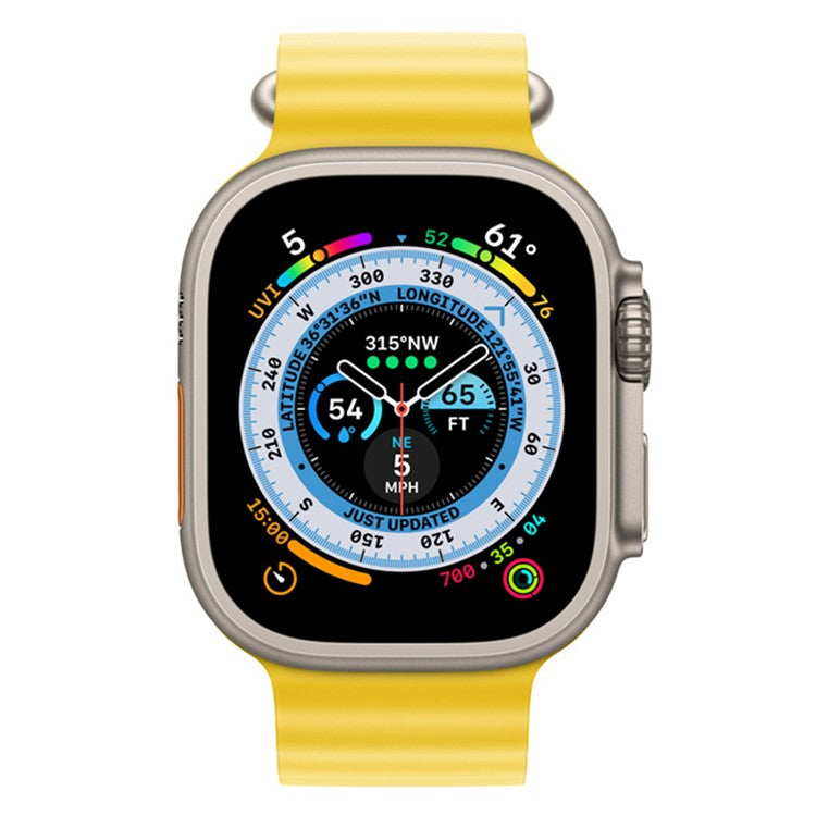 For Apple Watch Series 10 42mm / 9 8 7 41mm / 6 5 4 SE SE (2022) SE (2023) 40mm / 3 2 1 38mm Ocean Band Adjustable Silicone Sport Loop Strap - Yellow