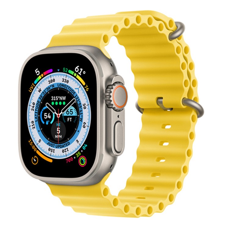 For Apple Watch Series 10 42mm / 9 8 7 41mm / 6 5 4 SE SE (2022) SE (2023) 40mm / 3 2 1 38mm Ocean Band Adjustable Silicone Sport Loop Strap - Yellow