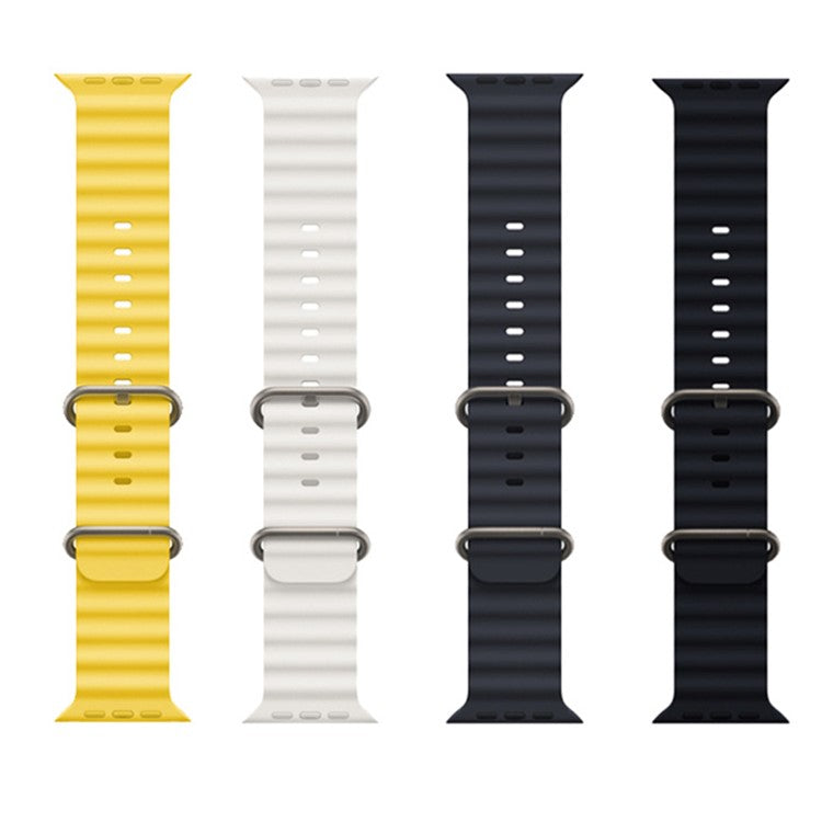 For Apple Watch Series 10 42mm / 9 8 7 41mm / 6 5 4 SE SE (2022) SE (2023) 40mm / 3 2 1 38mm Ocean Band Adjustable Silicone Sport Loop Strap - Yellow