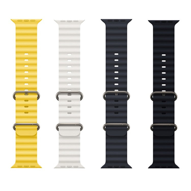 For Apple Watch Series 10 42mm / 9 8 7 41mm / 6 5 4 SE SE (2022) SE (2023) 40mm / 3 2 1 38mm Ocean Band Adjustable Silicone Sport Loop Strap - Black