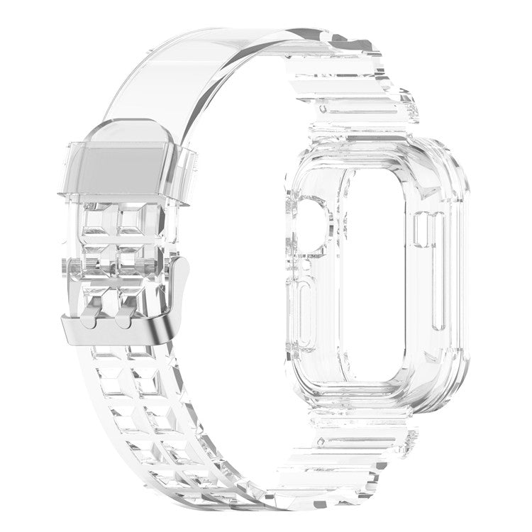 For Apple Watch Series 8 7 45mm / 6 5 4 SE SE (2022) 44mm / 3 2 1 42mm Integrated Watch Case Adjustable Watch Strap - Transparent