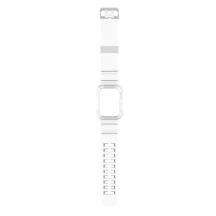 For Apple Watch Series 8 7 45mm / 6 5 4 SE SE (2022) 44mm / 3 2 1 42mm Integrated Watch Case Adjustable Watch Strap - Transparent