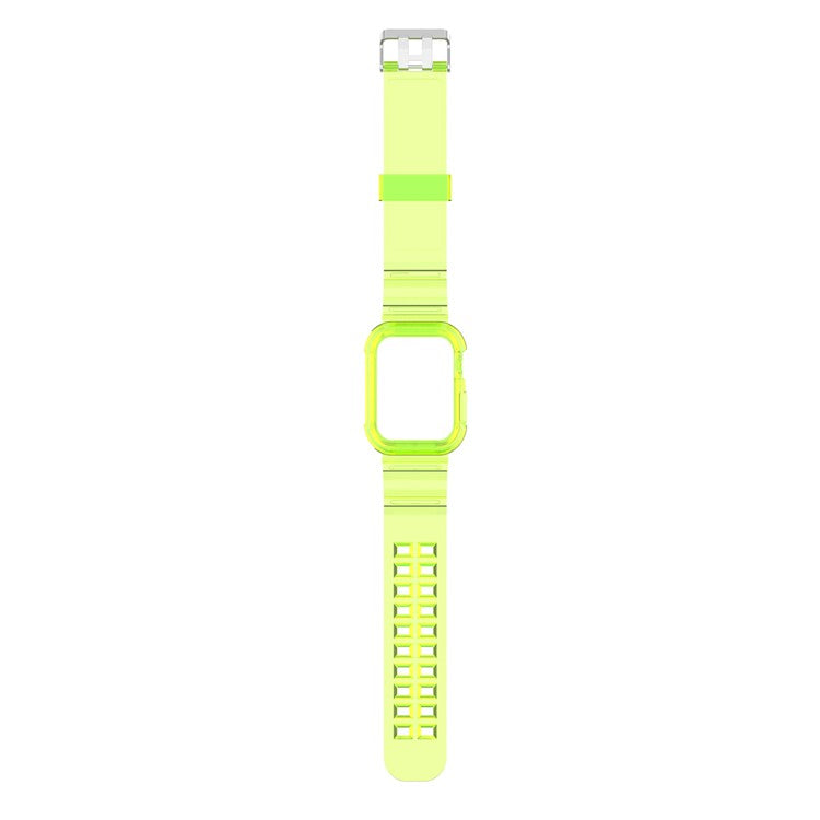 For Apple Watch Series 8 7 45mm / 6 5 4 SE SE (2022) 44mm / 3 2 1 42mm Integrated Watch Case Adjustable Watch Strap - Yellow