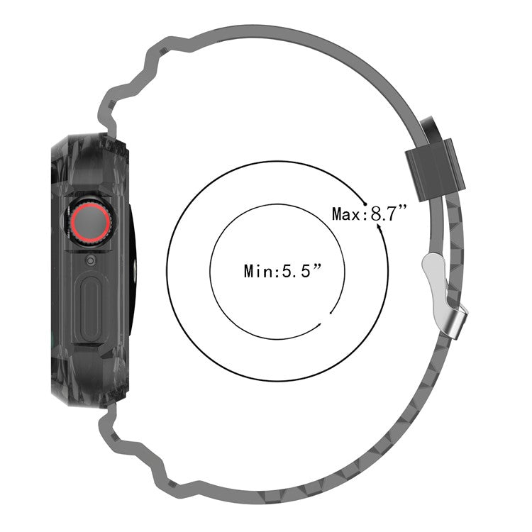 For Apple Watch Series 8 7 45mm / 6 5 4 SE SE (2022) 44mm / 3 2 1 42mm Integrated Watch Case Adjustable Watch Strap - Yellow