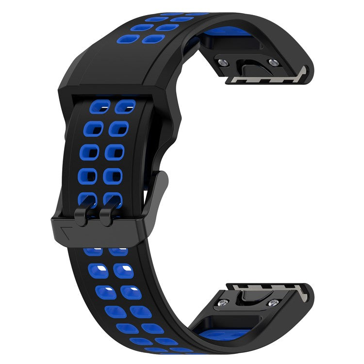 For Garmin Descent Mk2s / D2 Delta S / Fenix 7S / 6S / 5S, Dual-Color Watch Band 20mm Watch Strap Silicone Watchband with Dual-Hole Buckle - Black / Blue