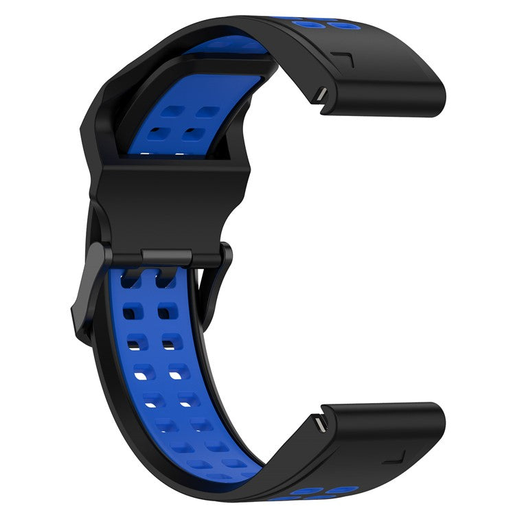 For Garmin Descent Mk2s / D2 Delta S / Fenix 7S / 6S / 5S, Dual-Color Watch Band 20mm Watch Strap Silicone Watchband with Dual-Hole Buckle - Black / Blue