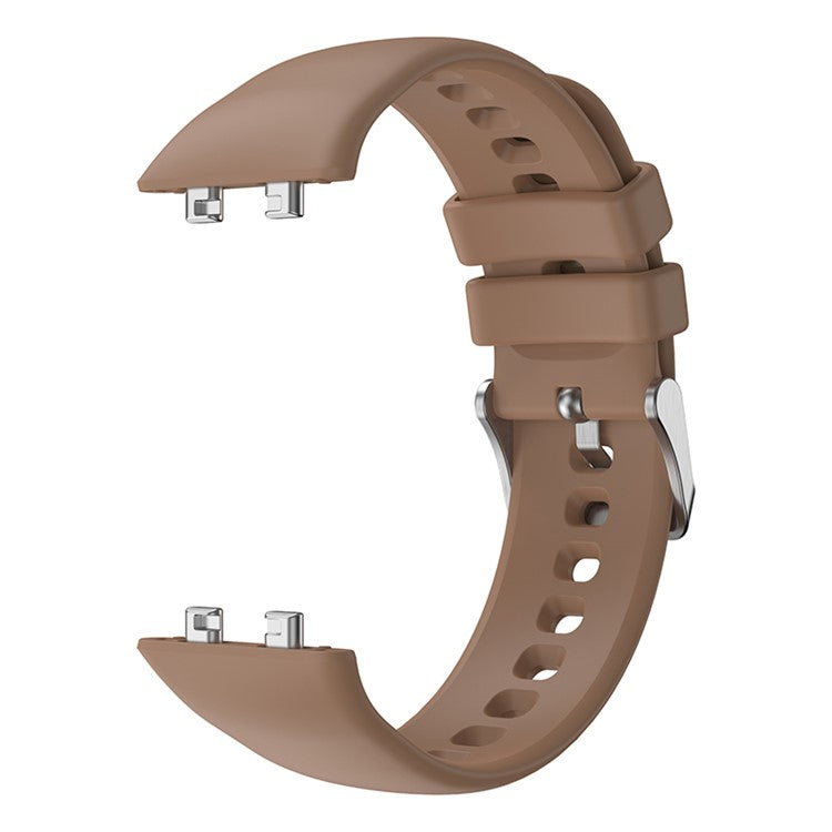 For Oppo Watch 3 Silicone Watch Band Soft Sport Replacement Watch Strap with Silver Buckle - Khaki