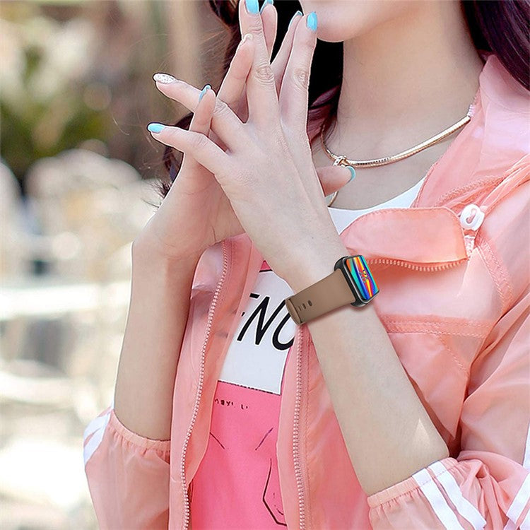 For Oppo Watch 3 Silicone Watch Band Soft Sport Replacement Watch Strap with Silver Buckle - Khaki