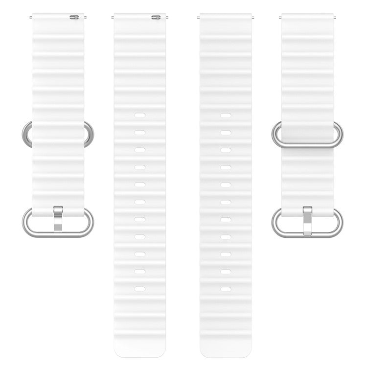 For Samsung Galaxy Watch3 41mm / Gear Sport Universal 20mm Wave Design Silicone Replacement Strap Solid Color Wrist Band - White