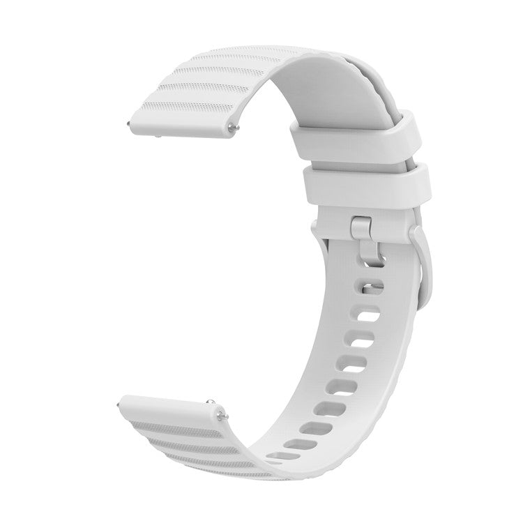 For Samsung Galaxy Watch3 45mm R840 / Galaxy Watch 46mm / Garmin Forerunner 255 Silicone Watch Bands 22mm Wave Grain Dots Replacement Watch Straps - White
