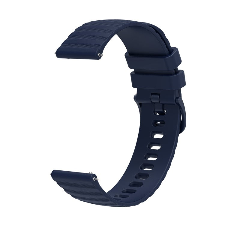 For Samsung Galaxy Watch3 45mm R840 / Galaxy Watch 46mm / Garmin Forerunner 255 Silicone Watch Bands 22mm Wave Grain Dots Replacement Watch Straps - Navy Blue