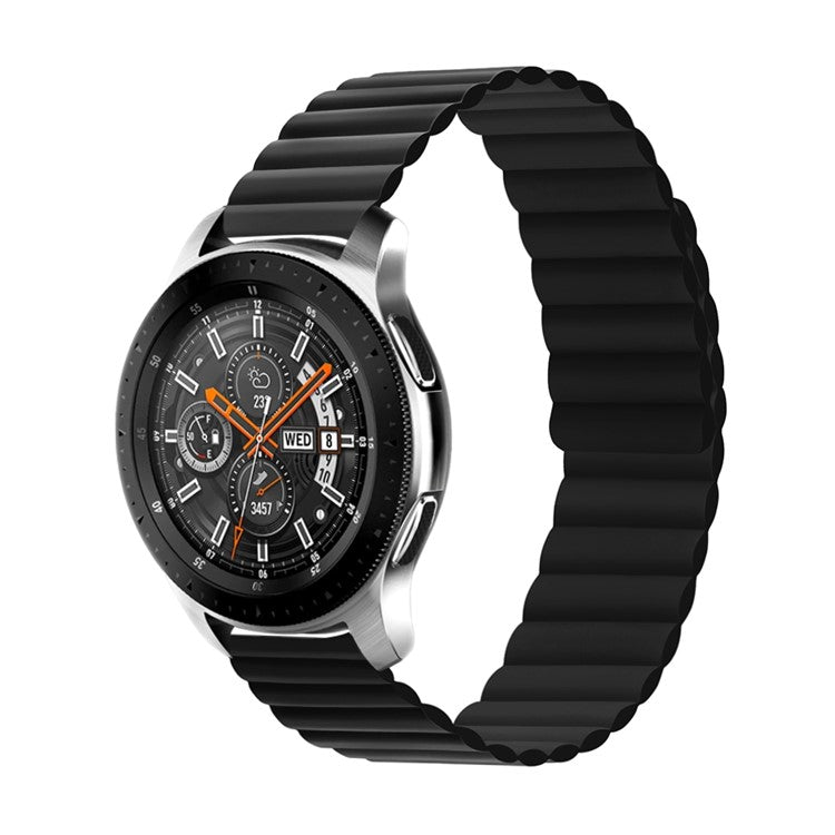 For Samsung Galaxy Watch 3 45mm / Gear S3 Frontier / Classic Magnetic Silicone Watch Band 22mm Quick Release Smart Watch, Size: L - Black