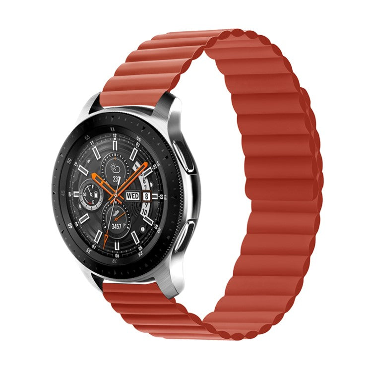 For Samsung Galaxy Watch 3 45mm / Gear S3 Frontier / Classic Magnetic Silicone Watch Band 22mm Quick Release Smart Watch, Size: L - Red
