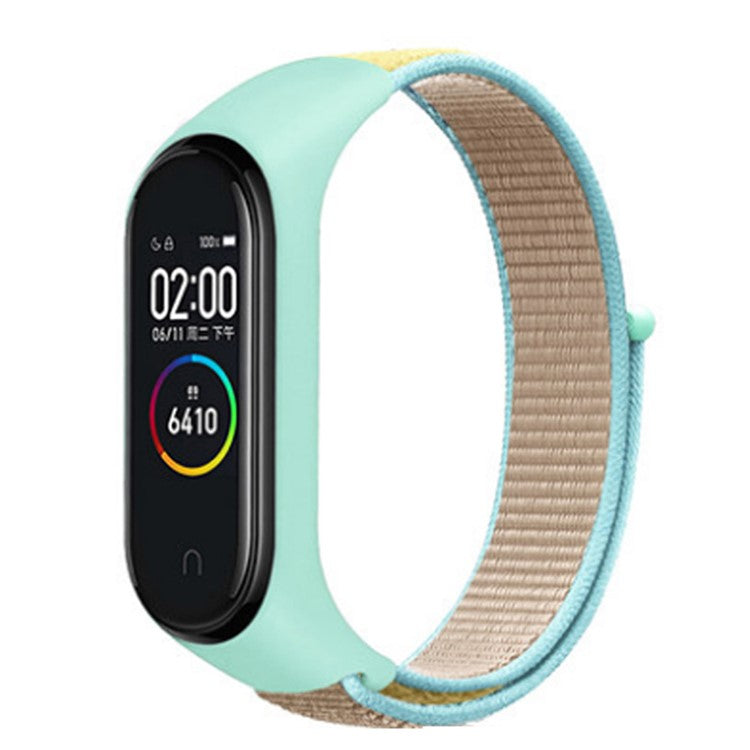For Xiaomi Mi Band 3 / 4 / 5 / 6 / 7 Nylon Watch Band Adjustable Sport Loop Strap Wristband Replacement - Camel
