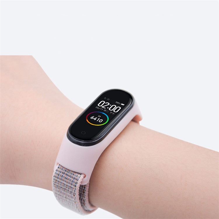 For Xiaomi Mi Band 3 / 4 / 5 / 6 / 7 Nylon Watch Band Adjustable Sport Loop Strap Wristband Replacement - Camel