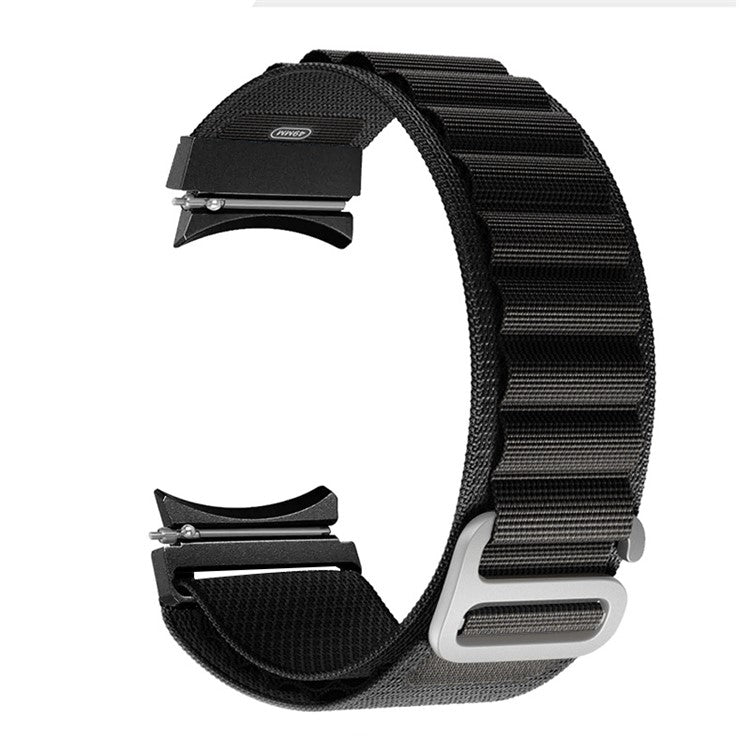 For Samsung Galaxy Watch6 40mm 44mm / Watch6 Classic 43mm 47mm / Watch 5 40mm 44mm / 5 Pro 45mm / Watch4 40mm 44mm Nylon Watch Band G-hook Metal Buckle Replacement Watch Strap - Black