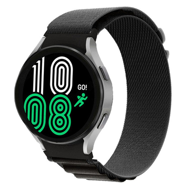 For Samsung Galaxy Watch6 40mm 44mm / Watch6 Classic 43mm 47mm / Watch 5 40mm 44mm / 5 Pro 45mm / Watch4 40mm 44mm Nylon Watch Band G-hook Metal Buckle Replacement Watch Strap - Black