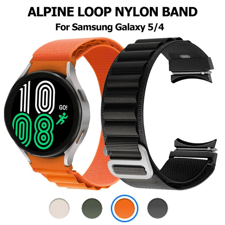 For Samsung Galaxy Watch6 40mm 44mm / Watch6 Classic 43mm 47mm / Watch 5 40mm 44mm / 5 Pro 45mm / Watch4 40mm 44mm Nylon Watch Band G-hook Metal Buckle Replacement Watch Strap - Black