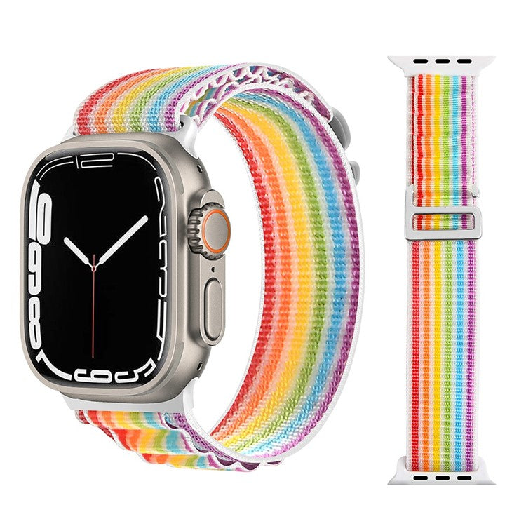 For Apple Watch Series 10 46mm / Ultra 2 Ultra 49mm /  Series 9 8 7 45mm / 6 5 4 SE (2023) SE (2022) SE 44mm / 3 2 1 42mm Plastic Buckle Replacement Nylon Watch Strap - Colorful