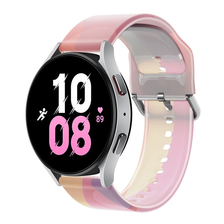 For Samsung Galaxy Watch6 40mm 44mm / Watch6 Classic 43mm 47mm / Watch 5 40mm 44mm / 5 Pro 45mm / Watch4 40mm 44mm Rainbow Color Watch Bands 20mm Silicone Silicone Wristbands Replacement Strap - Moonbeam