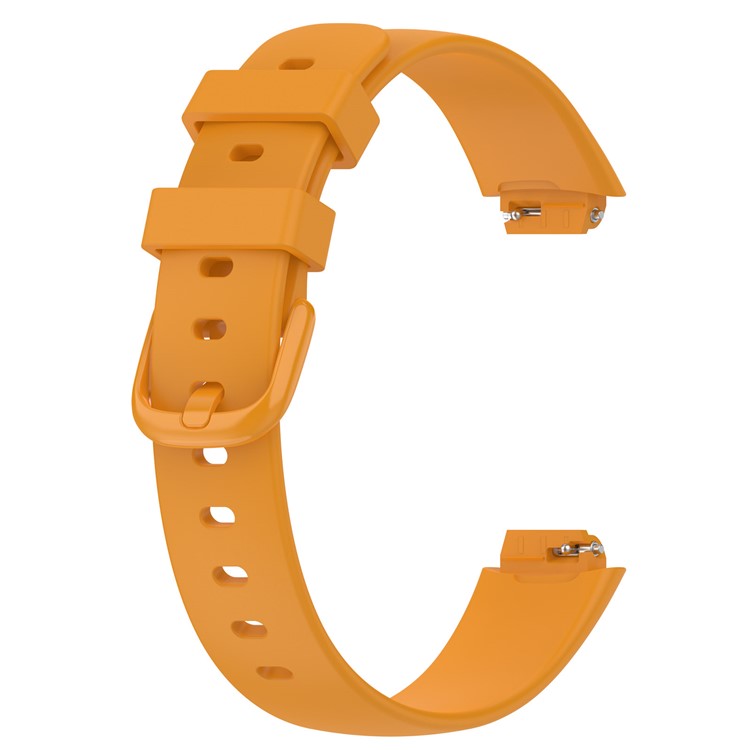 For Fitbit Inspire 3 Solid Color Silicone Watch Band Adjustable Pin Buckle Wrist Strap Replacement, Size: L - Yellow