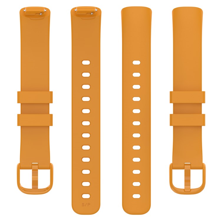 For Fitbit Inspire 3 Solid Color Silicone Watch Band Adjustable Pin Buckle Wrist Strap Replacement, Size: L - Yellow