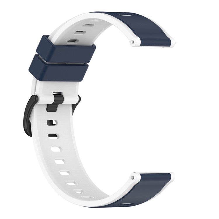 For Samsung Galaxy Watch6 40mm 44mm / Watch6 Classic 43mm 47mm / Watch 5 40mm 44mm / 5 Pro 45mm / Watch4 40mm 44mm Silicone Watch Band Dual-Color Quick Release Strap - Midnight Blue / White