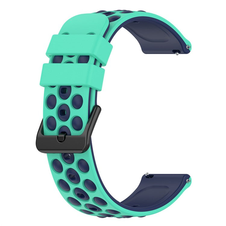 For Samsung, Huawei, Huami, Polar Universal Watch Band Silicone 20mm Watch Strap with Multi Round Holes - Green / Midnight Blue