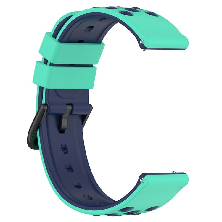 For Samsung, Huawei, Huami, Polar Universal Watch Band Silicone 20mm Watch Strap with Multi Round Holes - Green / Midnight Blue