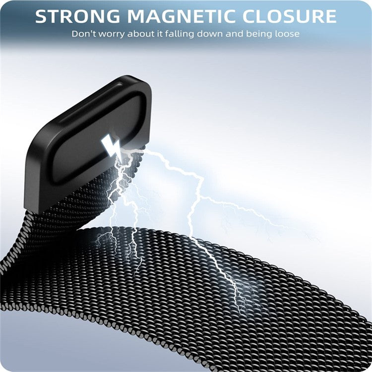 For Samsung Galaxy Watch 5 Pro 45mm Metal Magnetic Watch Band Mesh Woven Strap Replacement with Transparent TPU Watch Case - Black