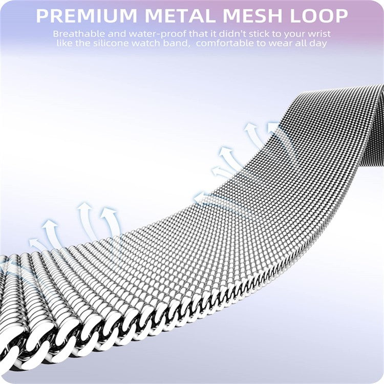 For Samsung Galaxy Watch 5 40mm Stainless Steel Metal Band Adjustable Magnetic Mesh Watch Strap with Transparent TPU Watch Case - Silver