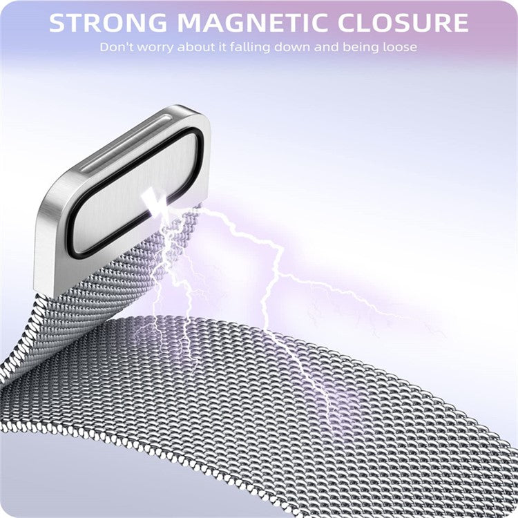 For Samsung Galaxy Watch 5 40mm Stainless Steel Metal Band Adjustable Magnetic Mesh Watch Strap with Transparent TPU Watch Case - Silver