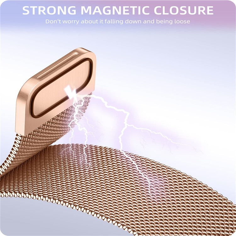 For Samsung Galaxy Watch 5 40mm Stainless Steel Milanese Mesh Loop Magnetic Wristband with Clear TPU Watch Case - Rose Gold