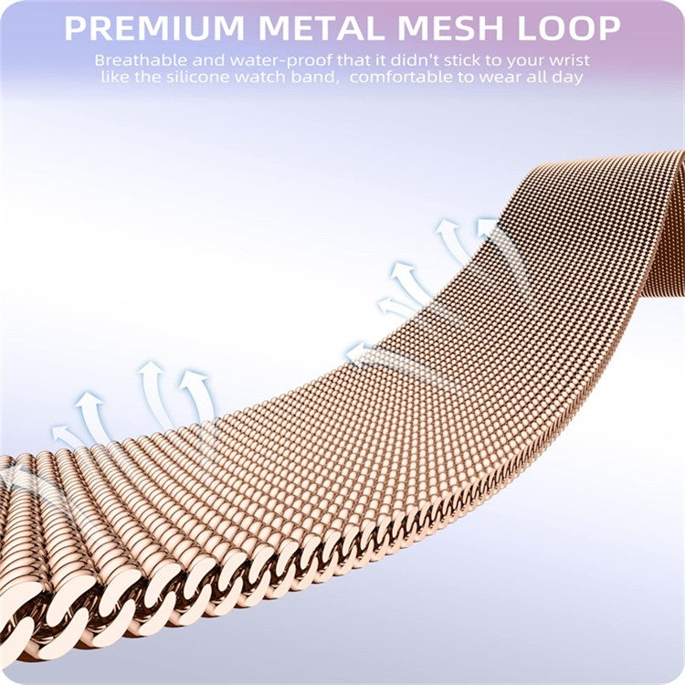 For Samsung Galaxy Watch 5 40mm Stainless Steel Milanese Mesh Loop Magnetic Wristband with Clear TPU Watch Case - Rose Gold
