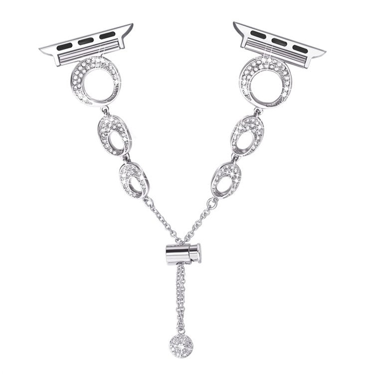 For Apple Watch Series 10 42mm / 9 8 7 41mm / 6 5 4 SE SE (2022) SE (2023) 40mm / 3 2 1 38mm Rhinestone Decor Bling Bracelet Stainless Steel Wristband Strap - Silver