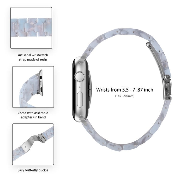 For Apple Watch Series 6 / 5 / 4 / SE / SE (2022) 40mm Watch Band 3 Beads Resin Replacement Wrist Strap with Transparent Watch Case - Transparent Baby Blue