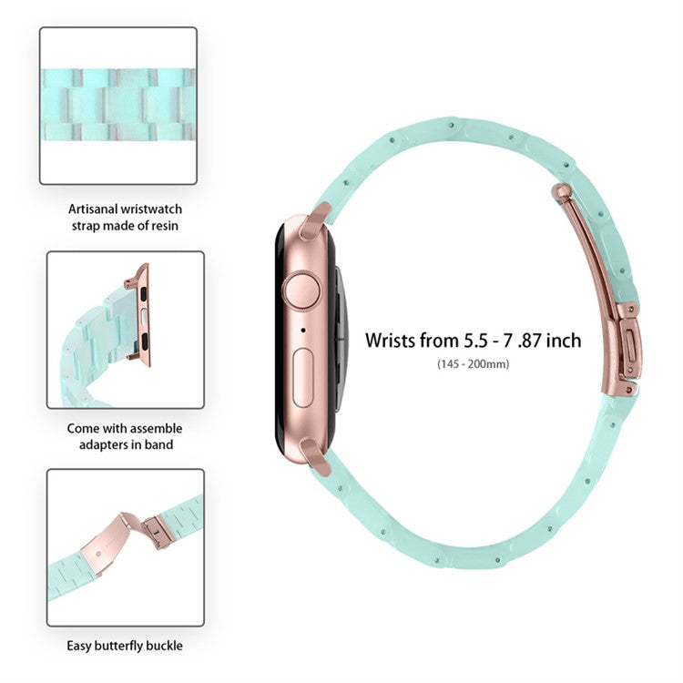 For Apple Watch Series 6 / 5 / 4 / SE / SE (2022) 40mm 3 Beads Resin Watch Band Strap Replacement with Transparent Watch Case - Bright Green