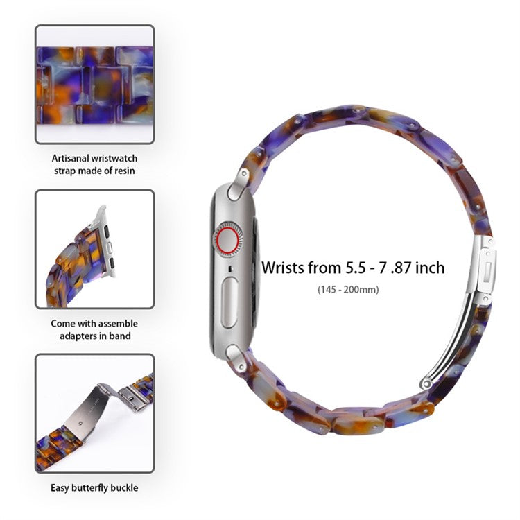 For Apple Watch Series 6 / 5 / 4 / SE / SE (2022) 40mm 3 Beads Resin Watch Band Strap Replacement with Transparent Watch Case - Ocean Blue