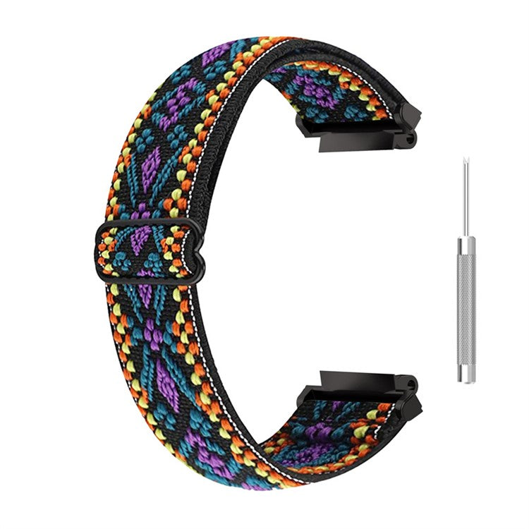 For Huami Amazfit T-Rex 2 Men Breathable Watch Strap Ethnic Style Adjustable Braided Nylon Wrist Band - Purple