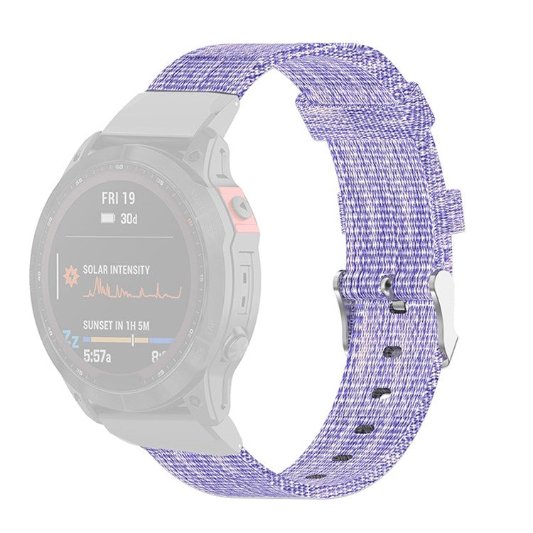 For Garmin Fenix 7S / 6S / 5S / Instinct 2S Breathable Canvas Watch Strap Smart Watch Band with Tool - Purple