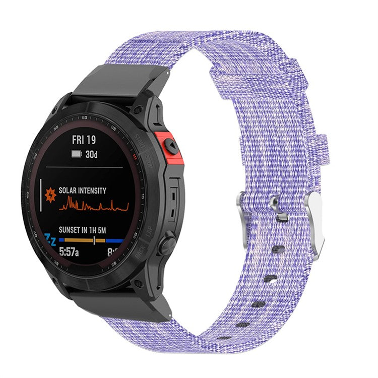 For Garmin Fenix 7S / 6S / 5S / Instinct 2S Breathable Canvas Watch Strap Smart Watch Band with Tool - Purple