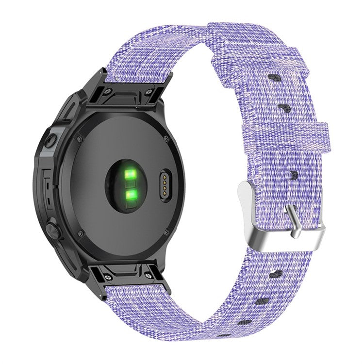 For Garmin Fenix 7S / 6S / 5S / Instinct 2S Breathable Canvas Watch Strap Smart Watch Band with Tool - Purple