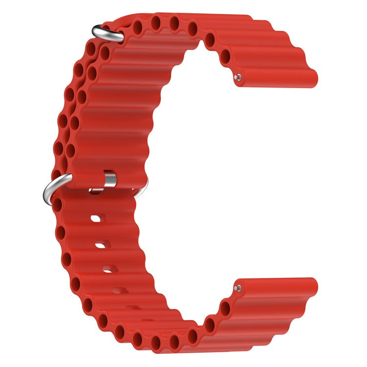 For Xiaomi Watch S1 Active / S1 Pro / Watch Color / Samsung Galaxy Watch 3 45mm Silicone Ocean Strap 22mm Sport Watch Band with Adjustable Buckle Loop - Red