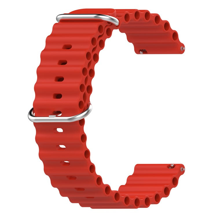 For Xiaomi Watch S1 Active / S1 Pro / Watch Color / Samsung Galaxy Watch 3 45mm Silicone Ocean Strap 22mm Sport Watch Band with Adjustable Buckle Loop - Red