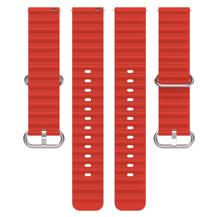 For Xiaomi Watch S1 Active / S1 Pro / Watch Color / Samsung Galaxy Watch 3 45mm Silicone Ocean Strap 22mm Sport Watch Band with Adjustable Buckle Loop - Red