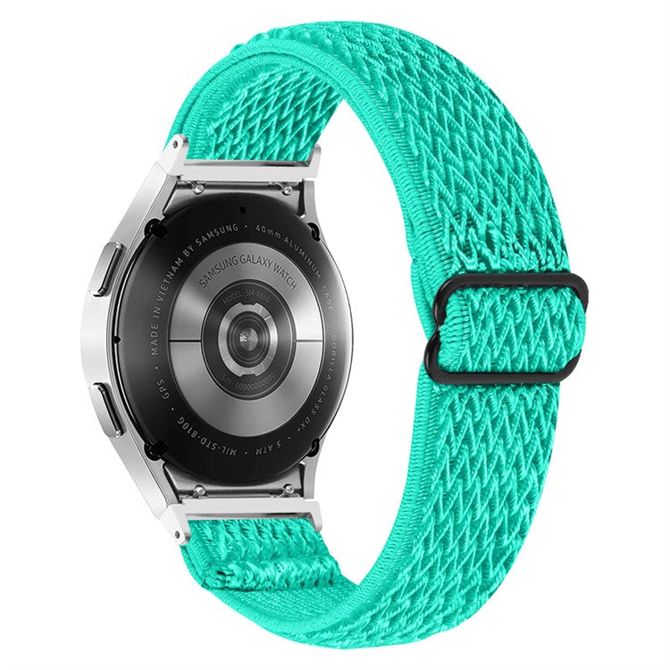 For Samsung Galaxy Watch6 40mm 44mm / Watch6 Classic 43mm 47mm / Watch 5 40mm 44mm / 5 Pro 45mm / Watch4 40mm 44mm Braided Nylon Smart Watch Strap Replacement Stretchy Wrist Band - Mint Green