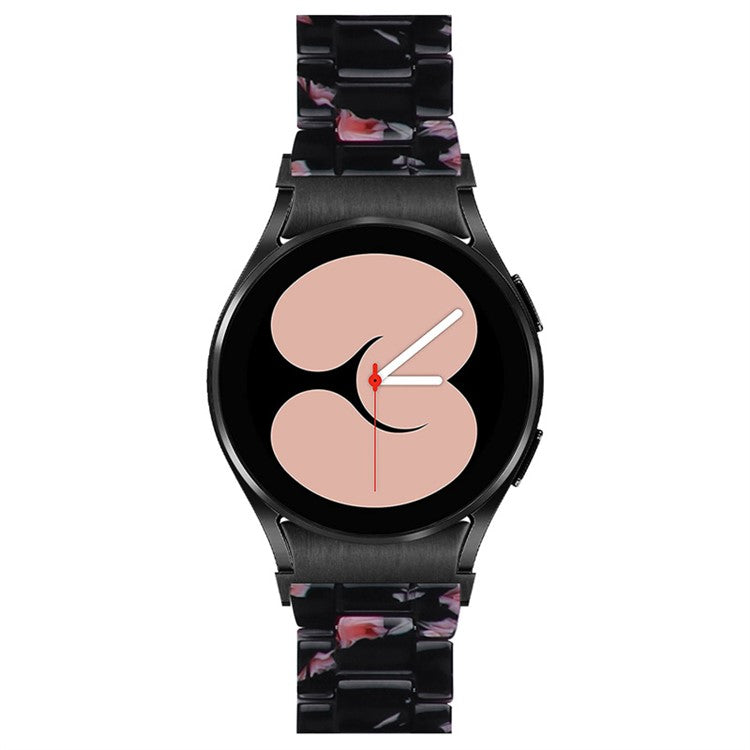 For Samsung Galaxy Watch 5 40mm / 44mm / Watch 5 Pro 45mm Resin Watch Band Stainless Steel Buckle Strap Bracelet - Black / Pink